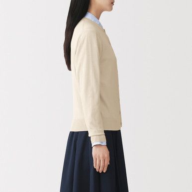 High-Twist Baumwoll-Cardigan mit Rundhalsausschnitt