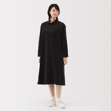 Cord-Hemdkleid aus Kapok-Mischgewebe
