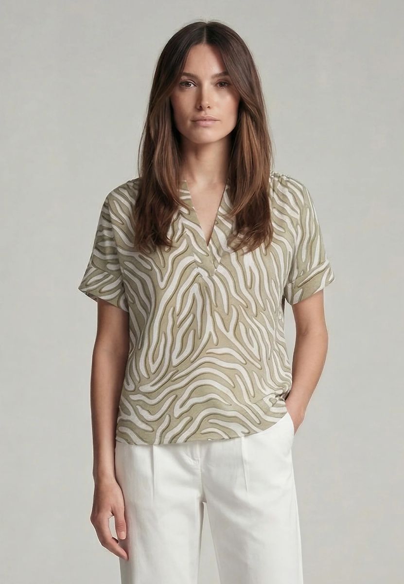 Tunika-Bluse mit abstraktem Print