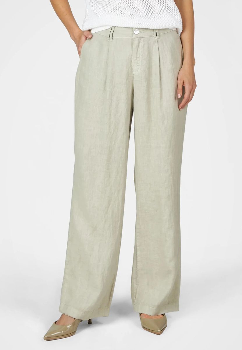 Weite Leinenhose mit Bundfalten