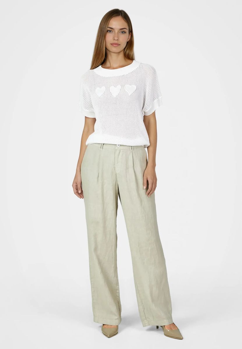 Weite Leinenhose mit Bundfalten