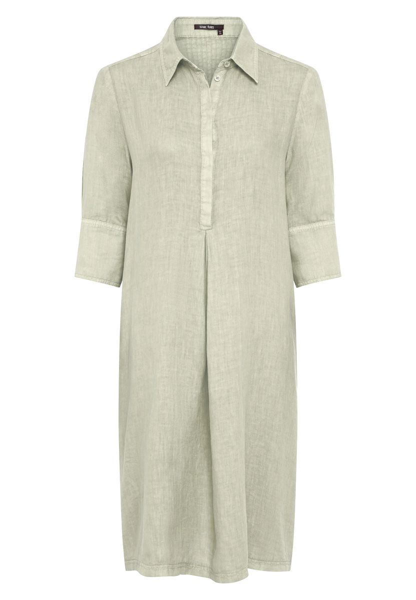 Leinen-Hemdblusenkleid mit Biesen