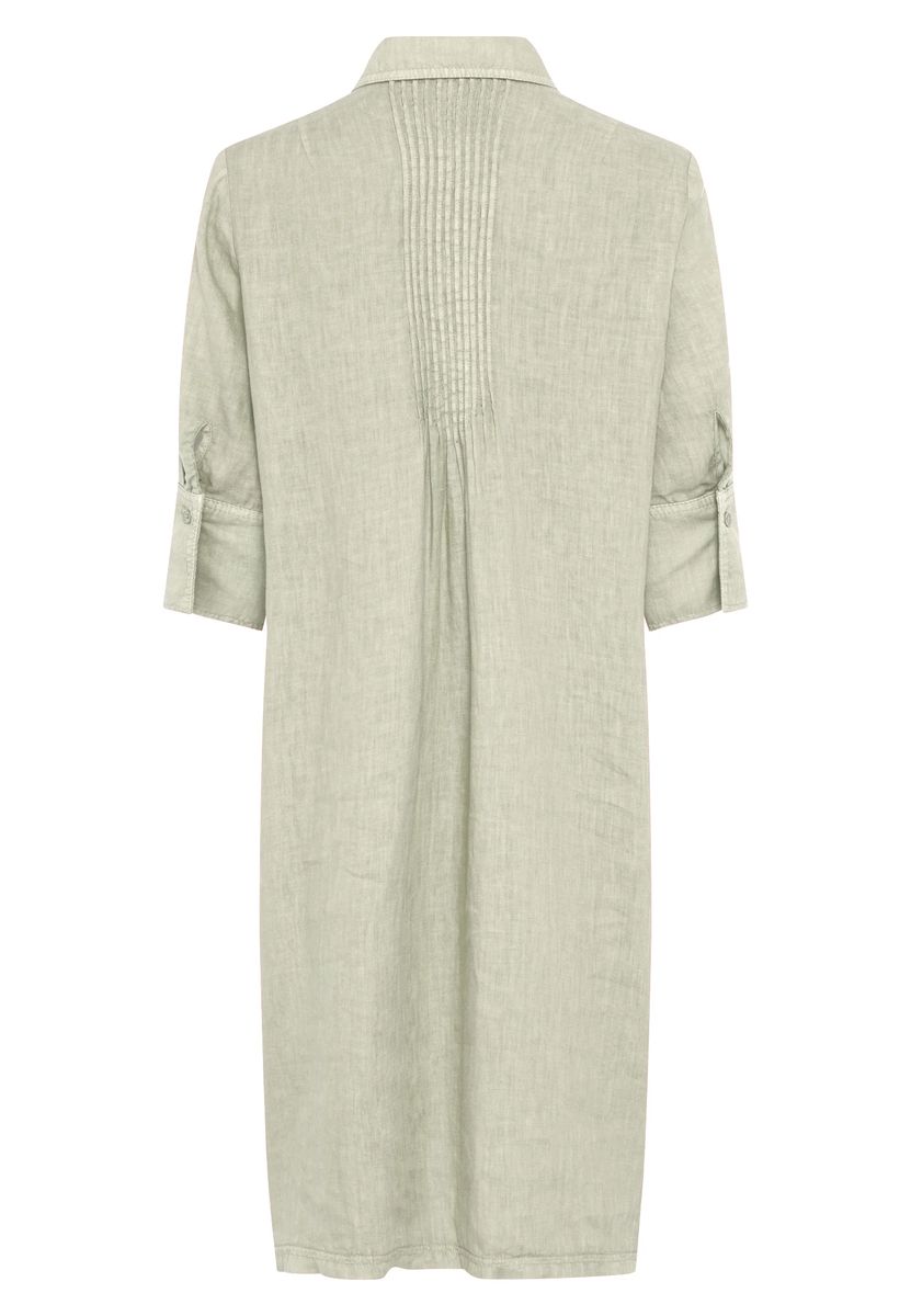 Leinen-Hemdblusenkleid mit Biesen