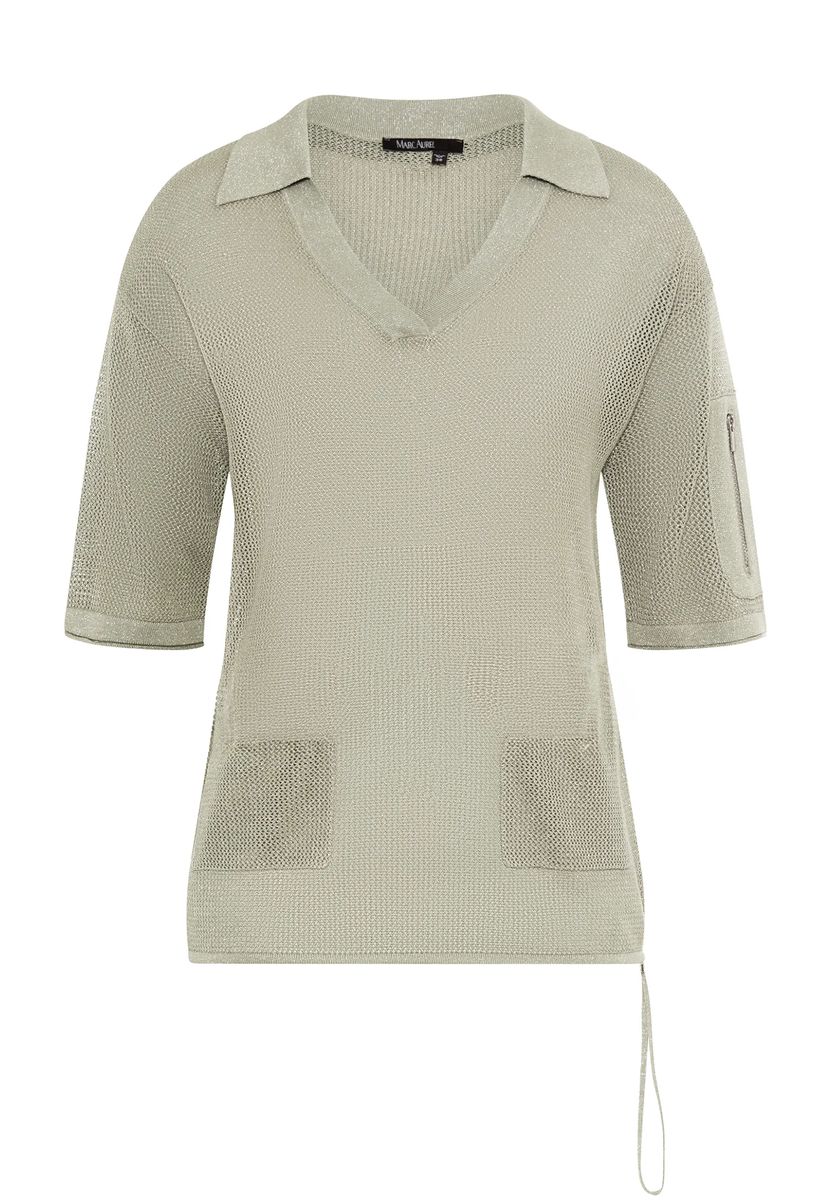 Funkelnder Polo-Pullover aus Netzstrick