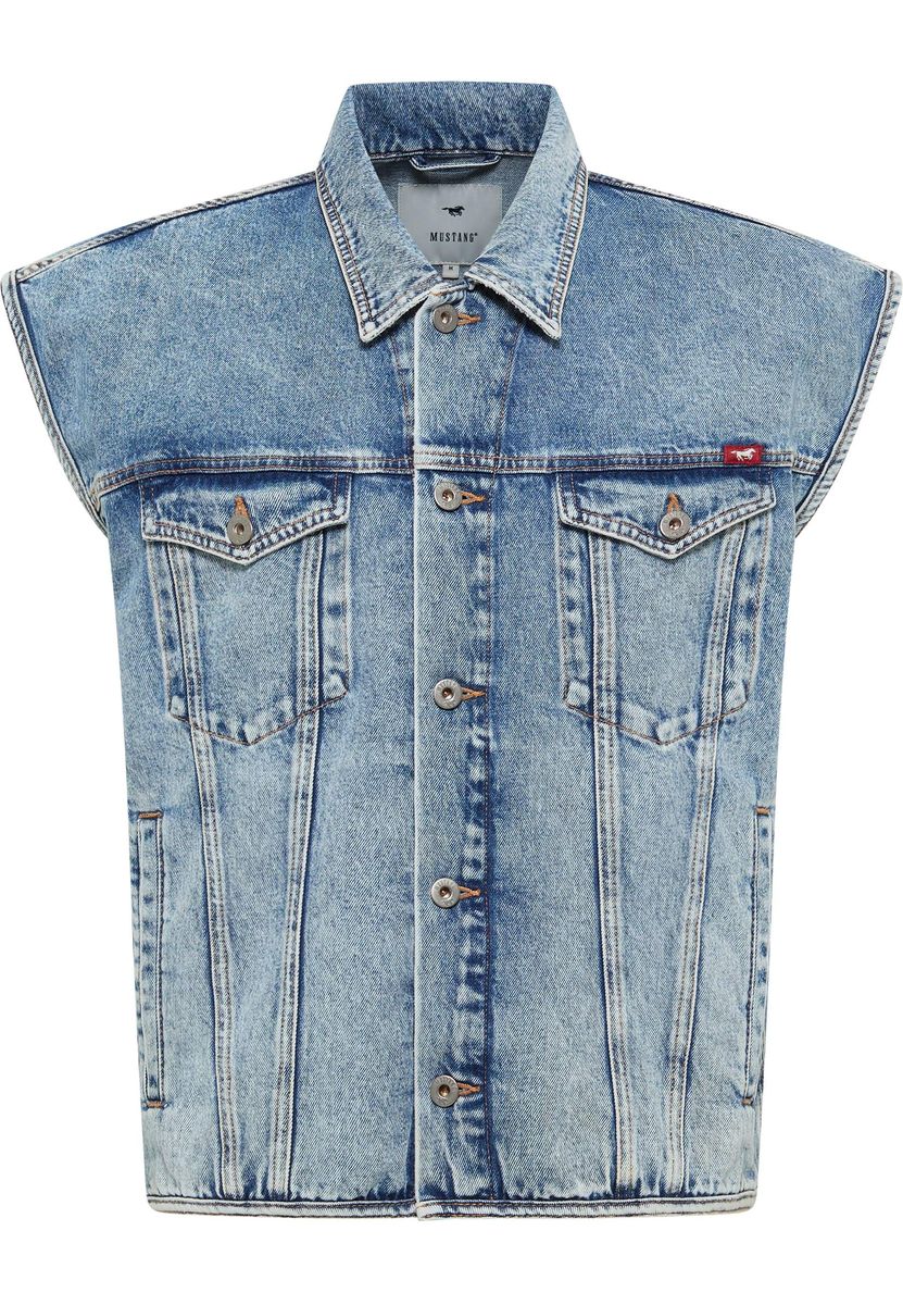 Oversized Denim-Weste in Bleached-Optik