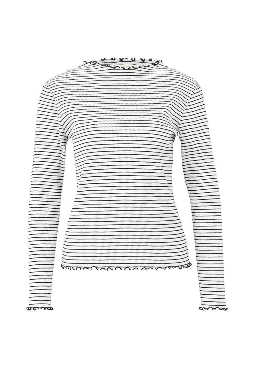 Gestreiftes Langarmshirt mit Rüschenbesatz