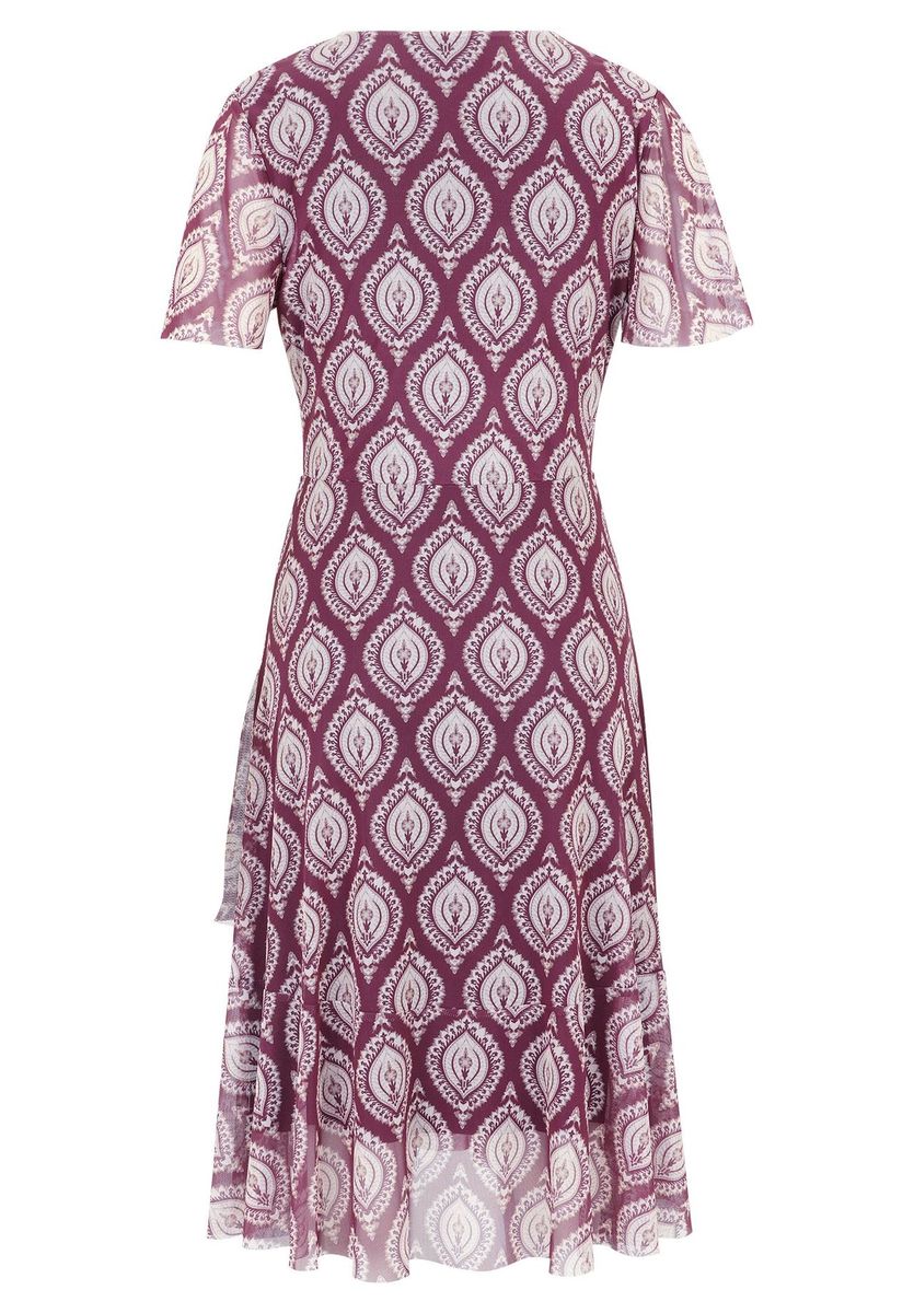 Elegantes gemustertes Midi-Wickelkleid