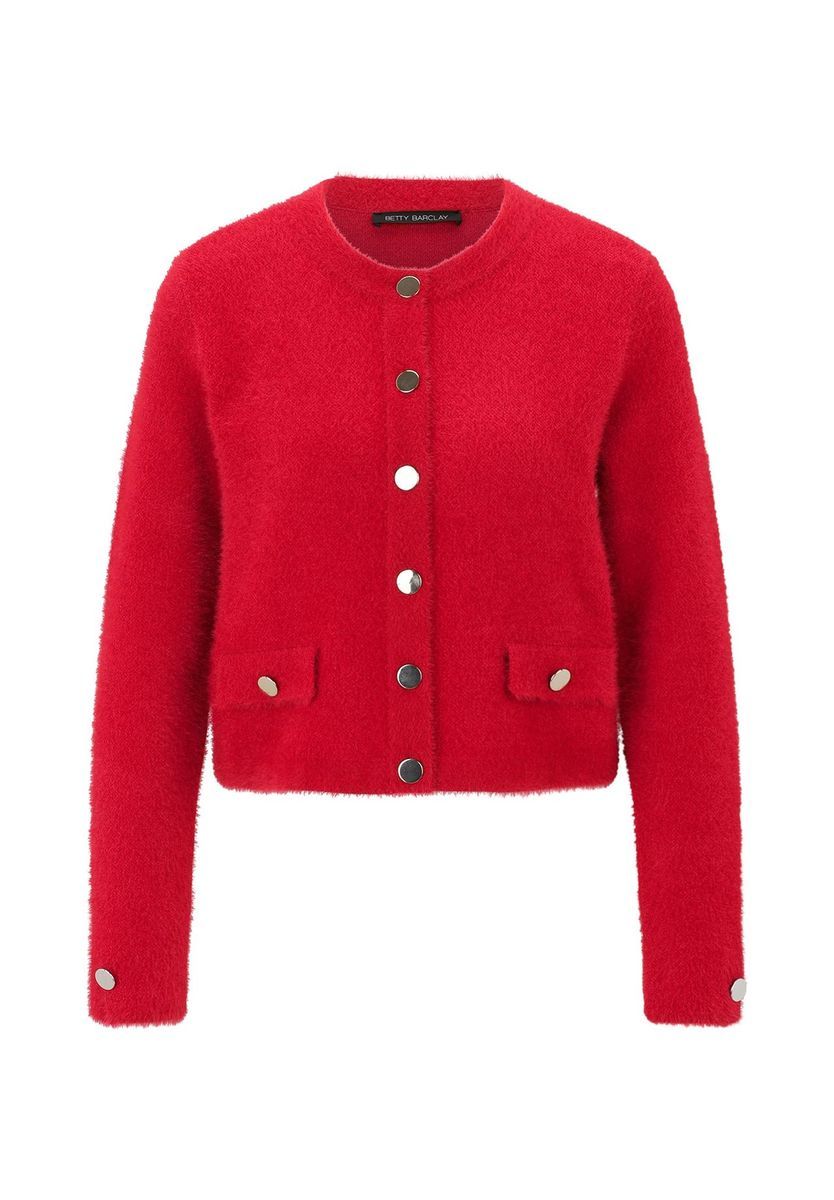 Klassische rote Strickjacke mit Knopfleiste