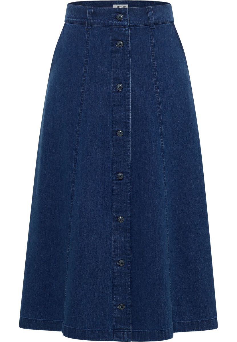 A-Linien-Denim-Maxirock mit Knopfleiste
