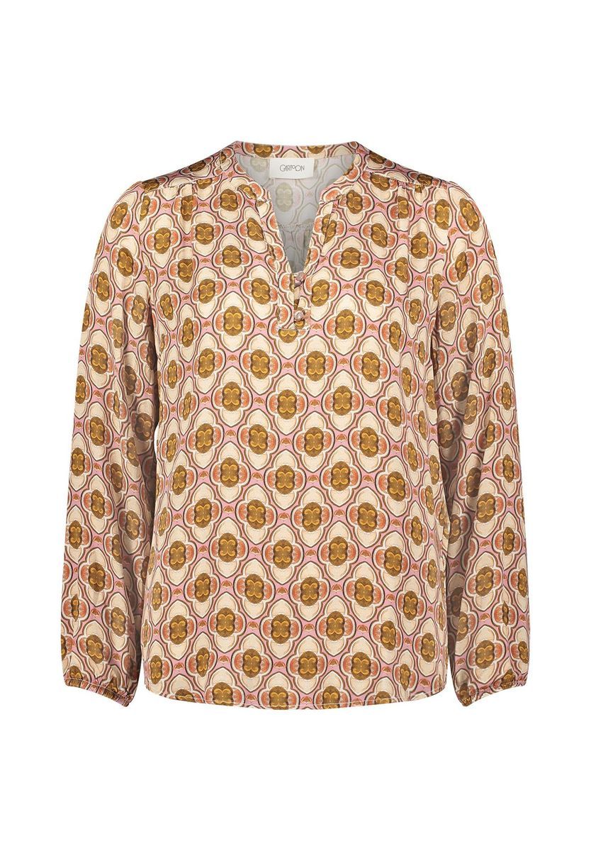 Gemusterte lässige Bluse mit V-Ausschnitt