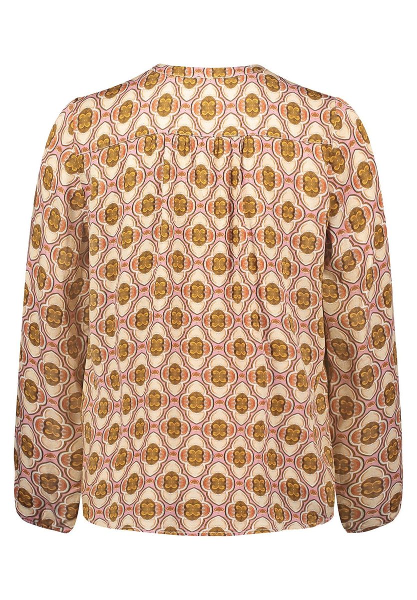 Gemusterte lässige Bluse mit V-Ausschnitt