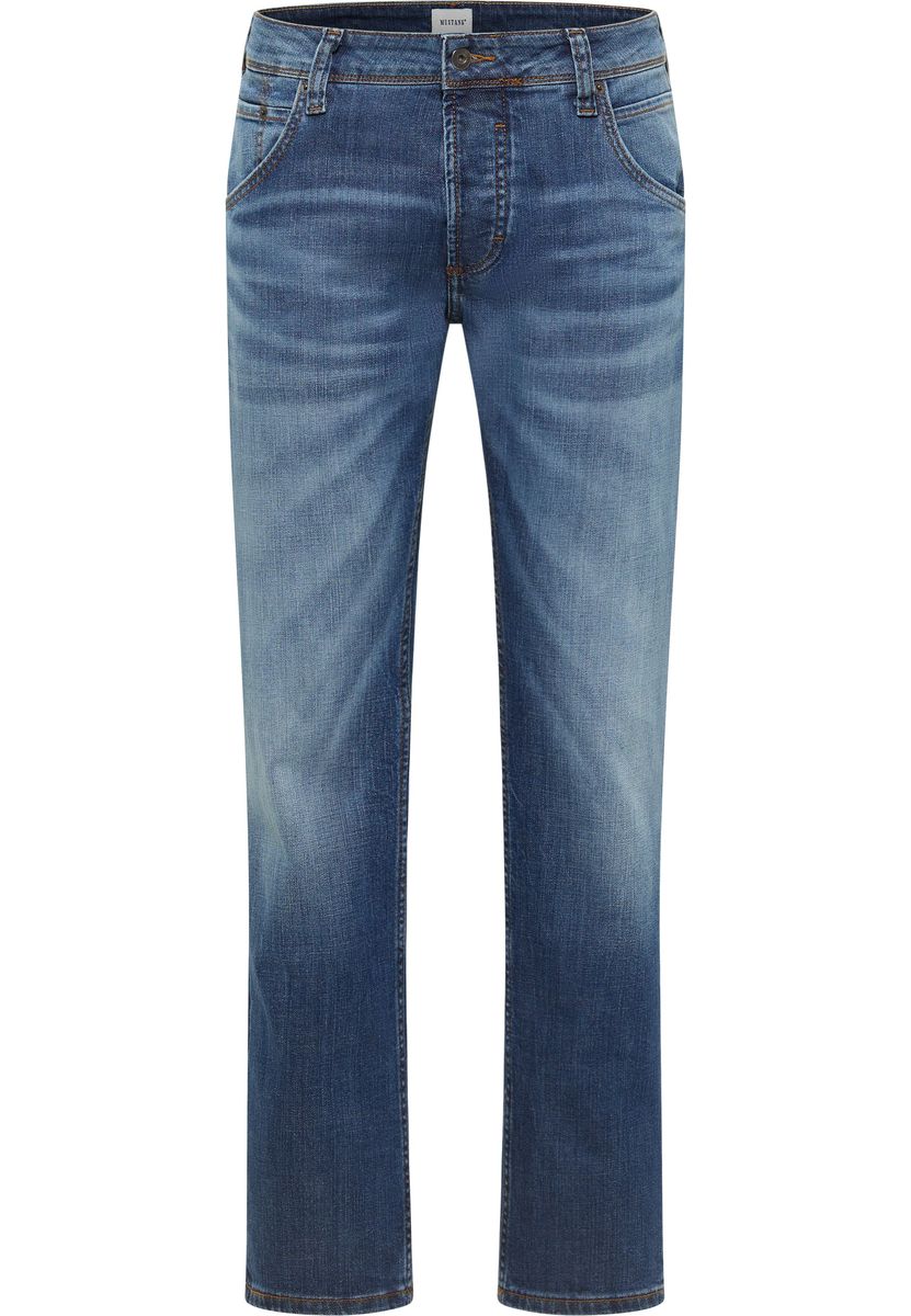 Straight-Leg-Jeans mit Tragefalten-Optik