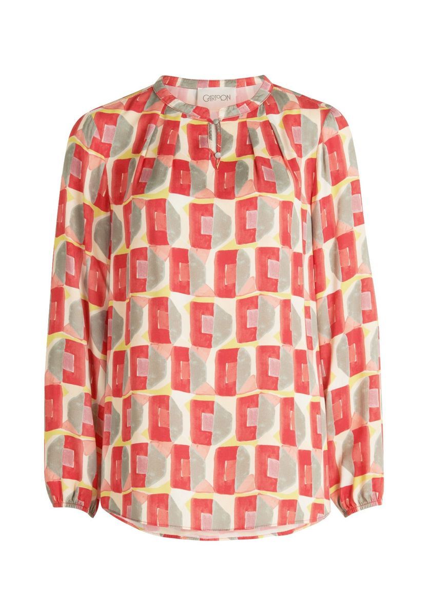 Geometrische Langarmbluse mit Muster