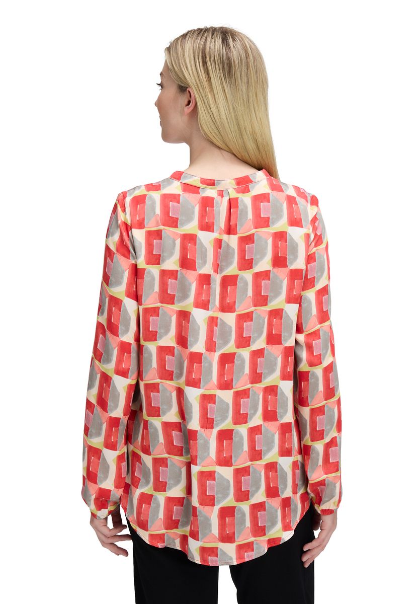 Geometrische Langarmbluse mit Muster