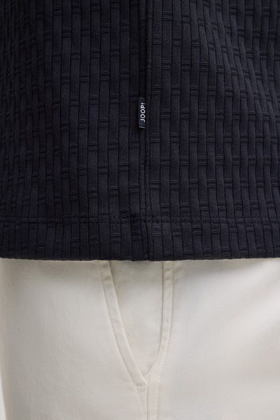 Strukturiertes marineblaues T-Shirt Herren Texturierte Baumwolle Rundhals Kurzarm