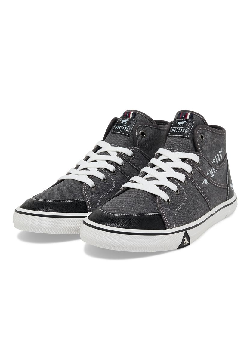High-Top Denim-Sneaker mit Kontrastkappe