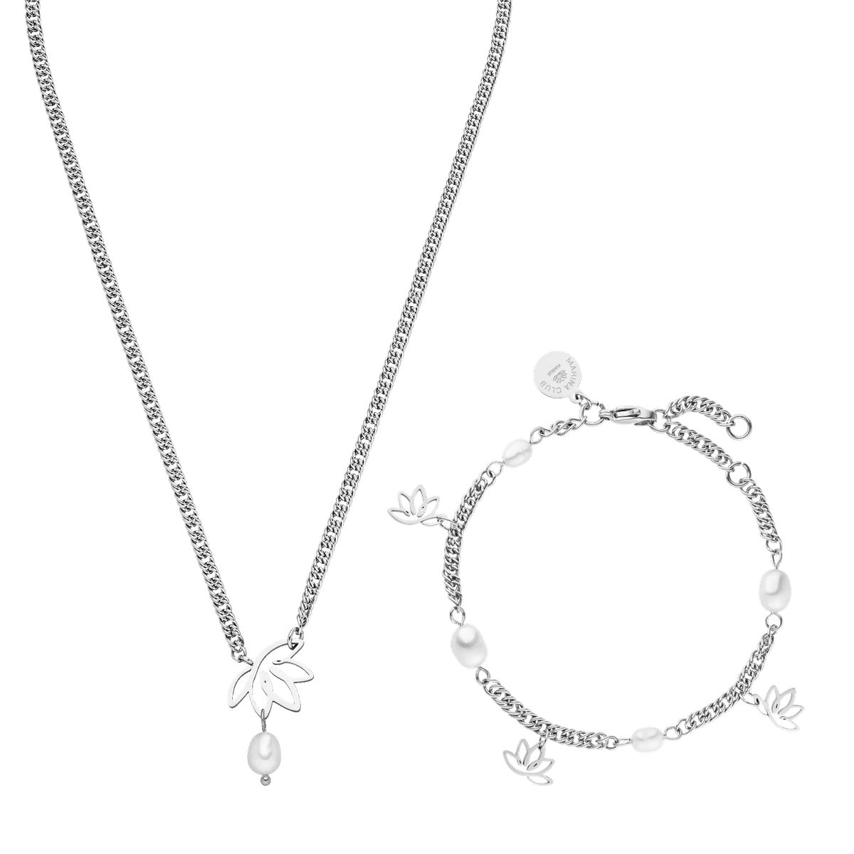 Schmuckset mit Lotus und Perlen