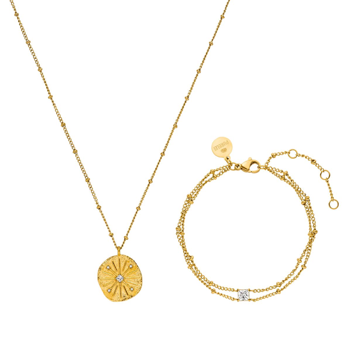 Schmuckset mit strahlendem Münzanhänger