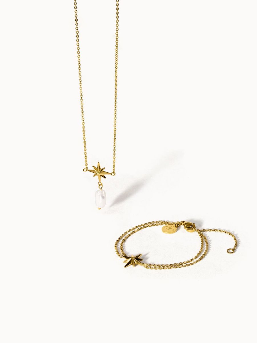 Kompassrose und Perlen Schmuckset