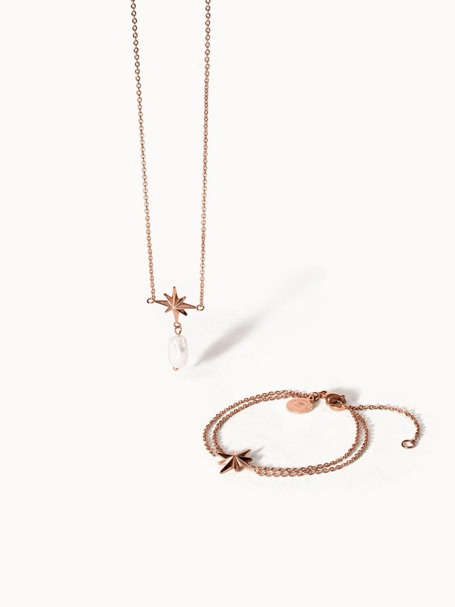 Kompassrose und Perlen Schmuckset