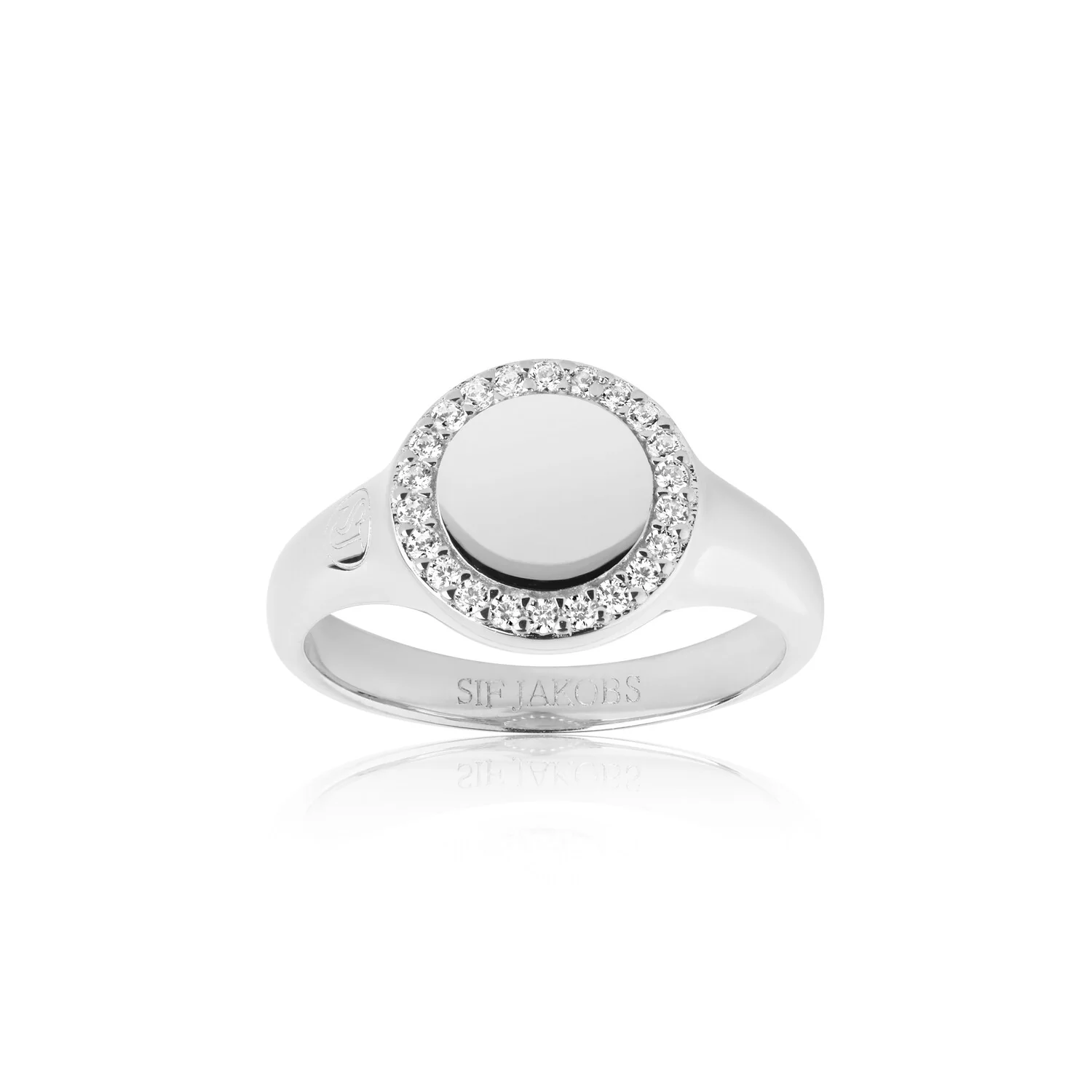 Runder Siegelring mit Zirkonia-Pavé