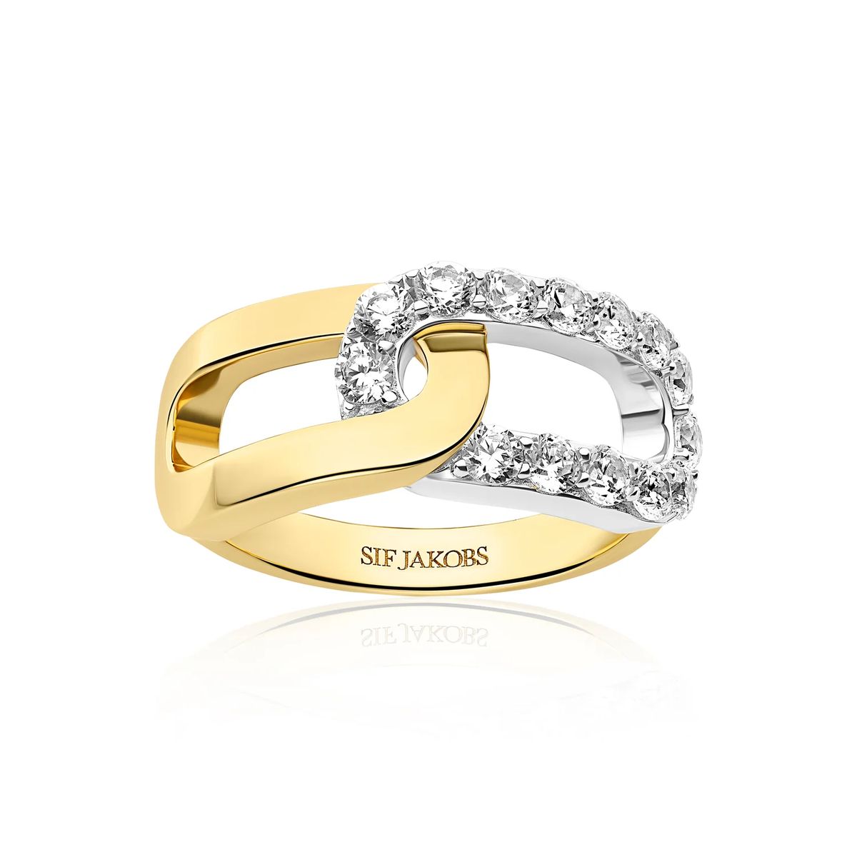 Ring mit verschlungenen Pavé-Gliedern