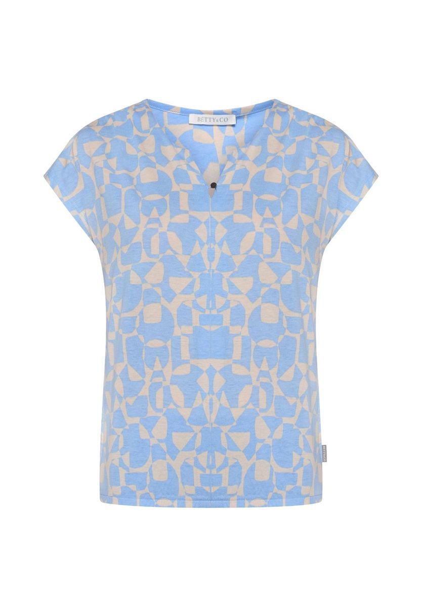 Blusenshirt mit grafischem Druck und V-Ausschnitt