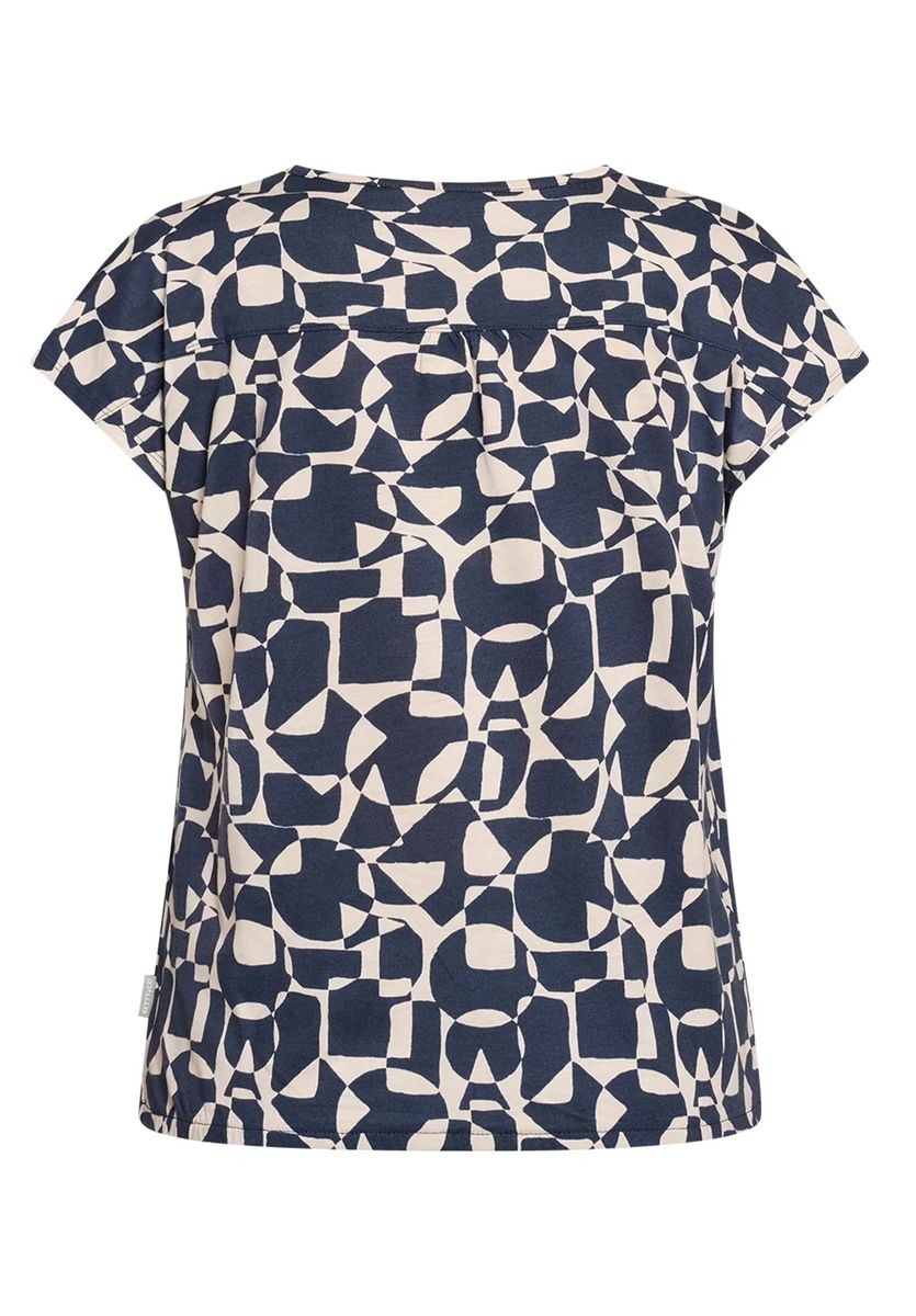 Blusenshirt mit grafischem Druck und V-Ausschnitt