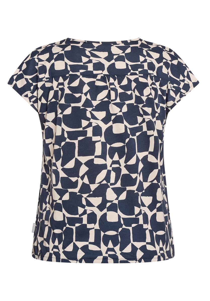 Blusenshirt mit grafischem Druck und V-Ausschnitt