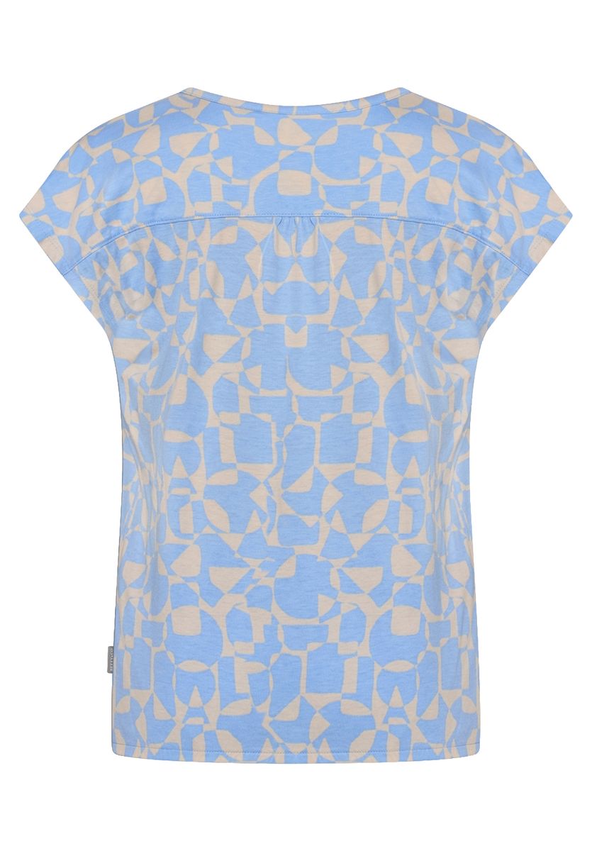 Blusenshirt mit grafischem Druck und V-Ausschnitt