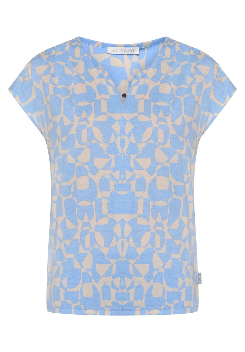 Blusenshirt mit grafischem Druck und V-Ausschnitt