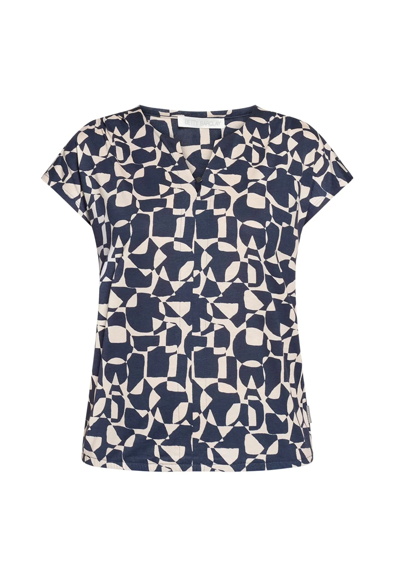 Blusenshirt mit grafischem Druck und V-Ausschnitt