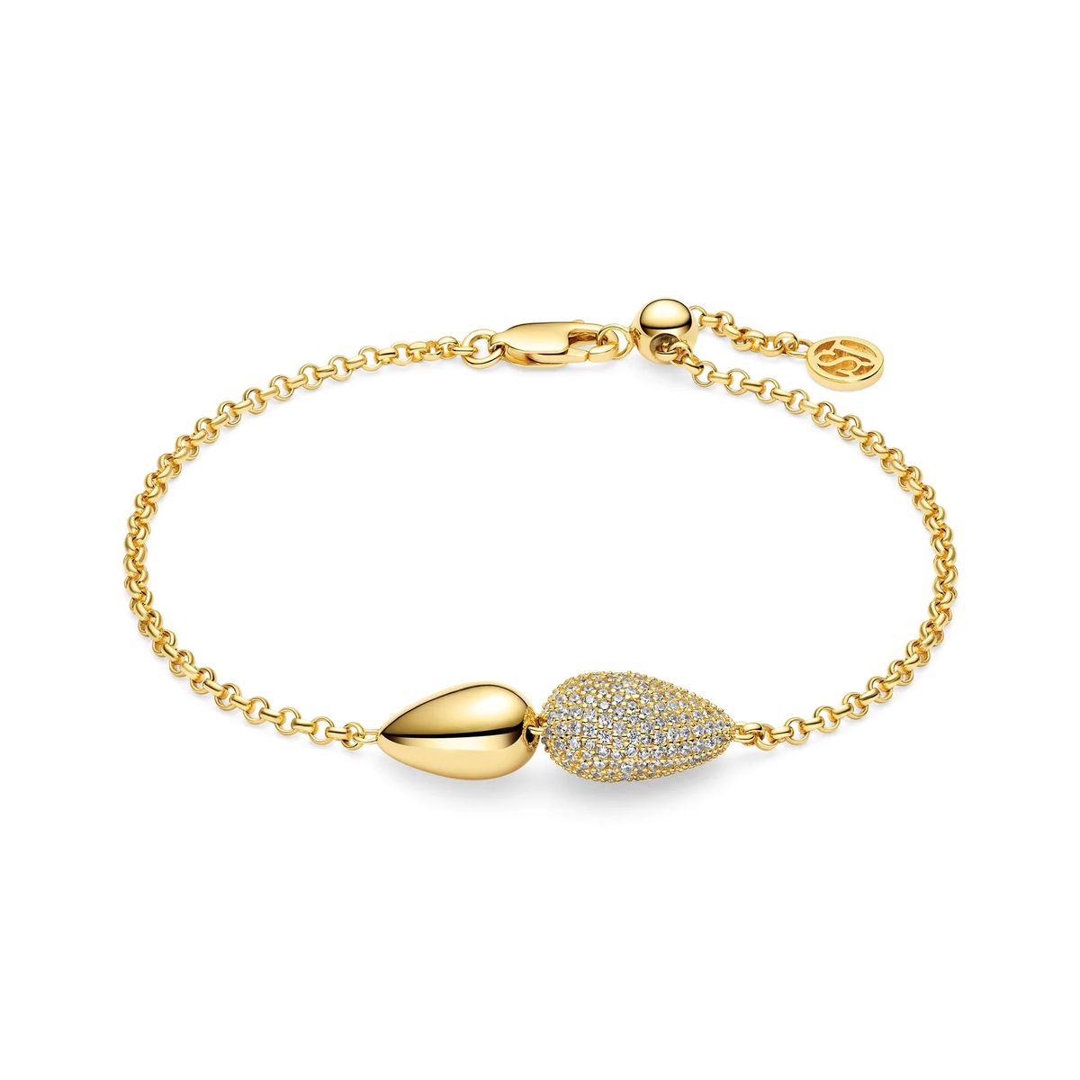 Doppel-Tropfen Pavé Gliederkette Armband