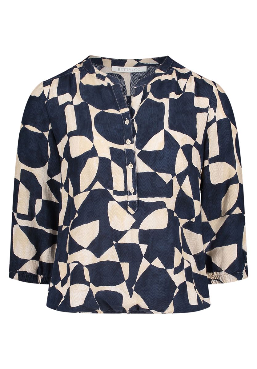 Geometrische Bluse mit 3/4-Ärmeln