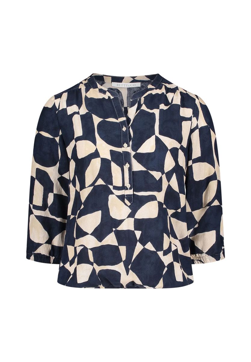 Geometrische Bluse mit 3/4-Ärmeln