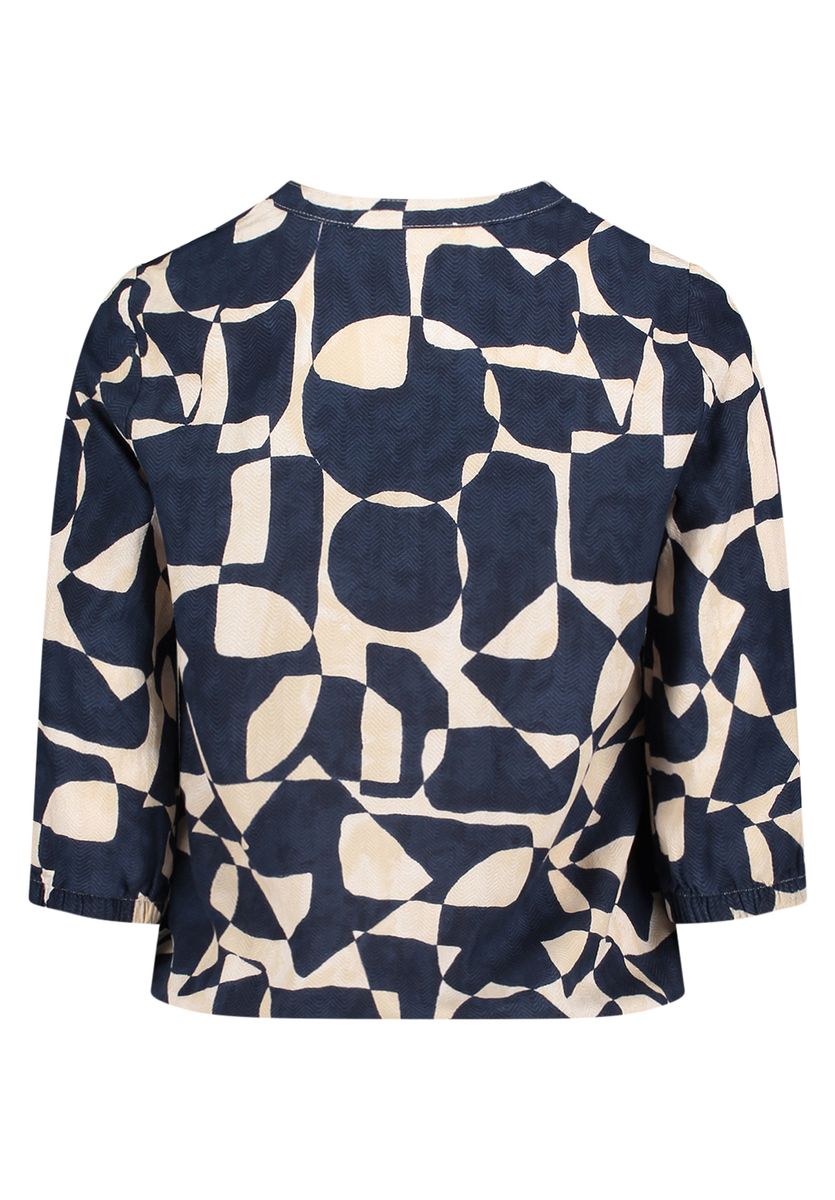 Geometrische Bluse mit 3/4-Ärmeln
