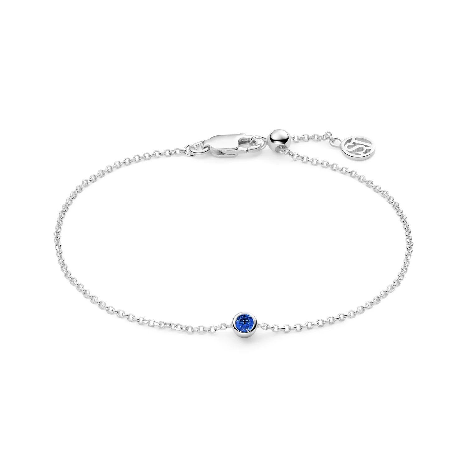 Filigranes Gliederkettenarmband mit blauem Stein