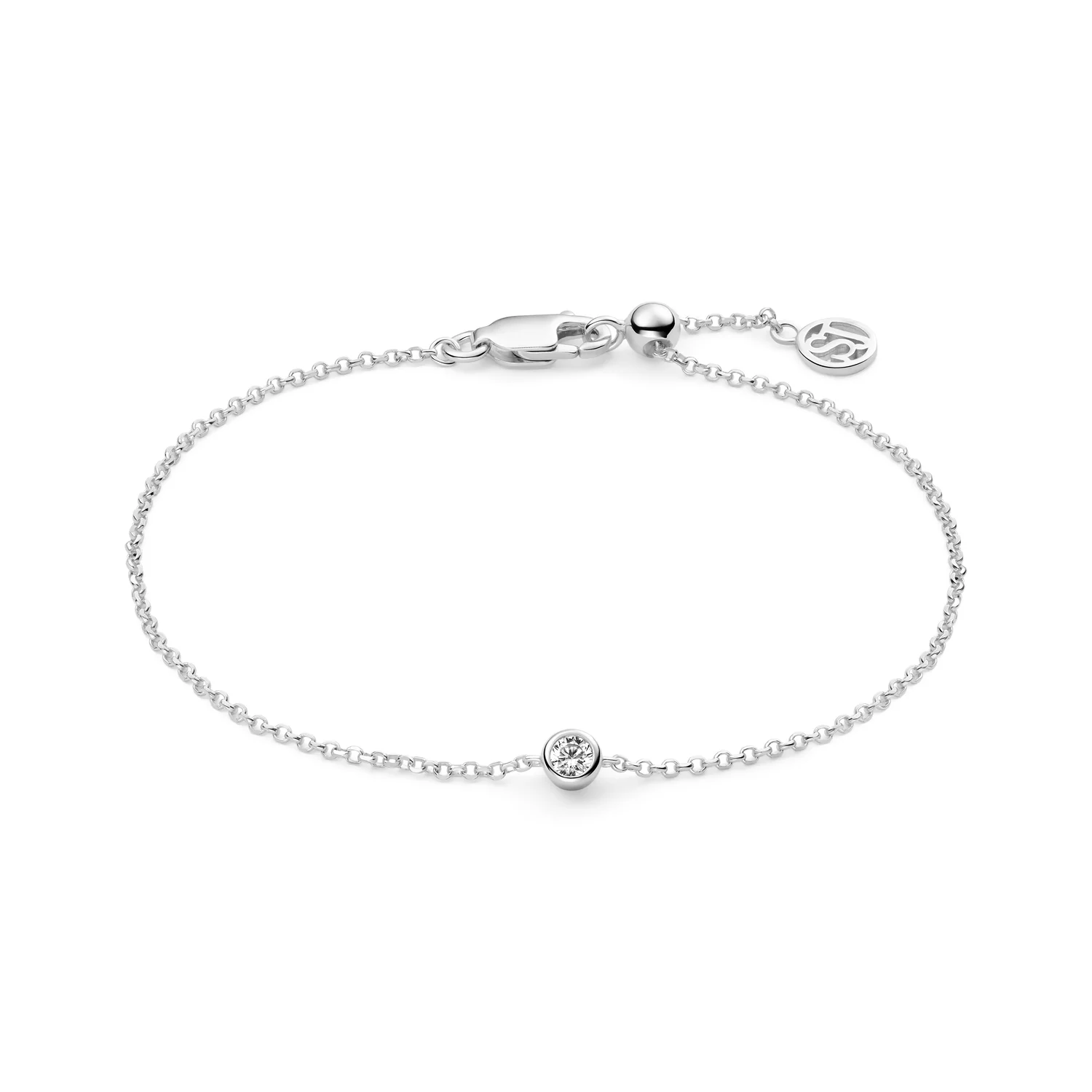 Zierliches Solitär-Armband mit Zargenfassung