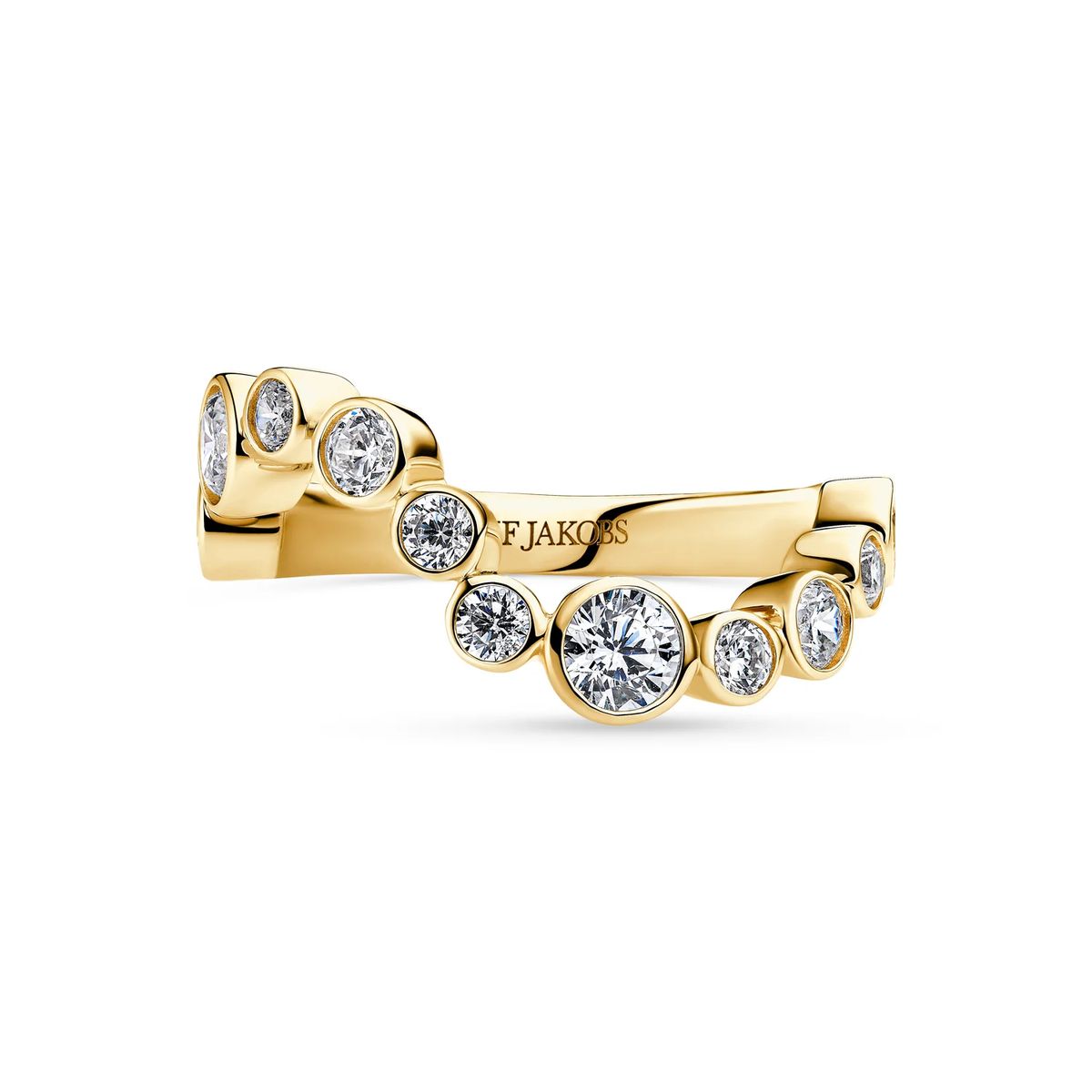 Funkelnder Wellenförmiger Ring mit Steinen
