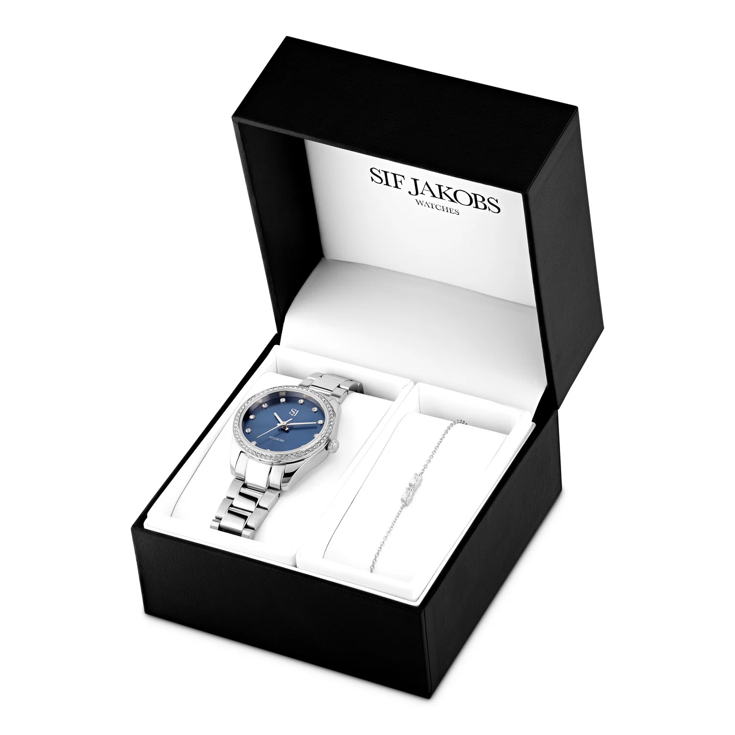 Elegantes Set aus Armbanduhr und Zirkonia-Armband