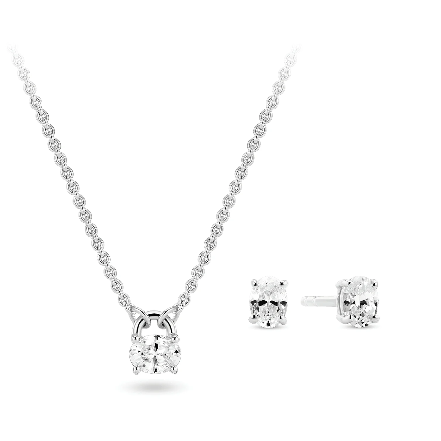 Funkelndes Schmuckset mit ovalem Anhänger