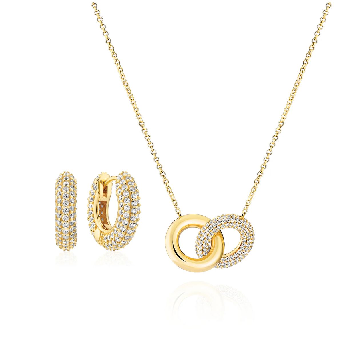 Funkelndes Schmuckset mit verschlungenen Ringen