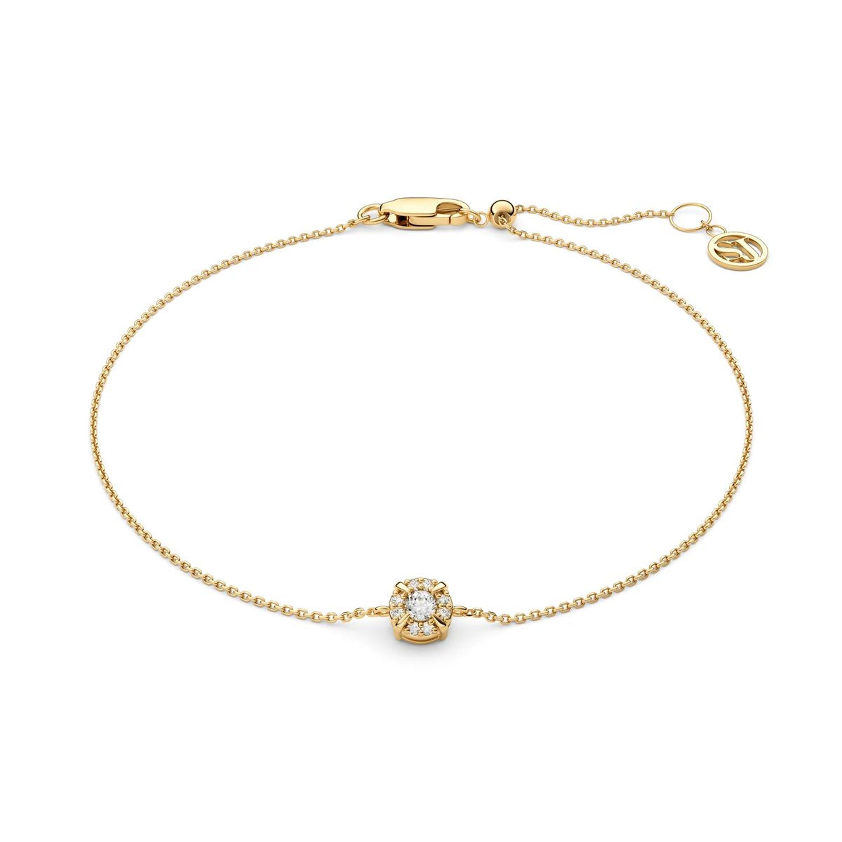 Zartes Diamant-Halo-Kettenarmband