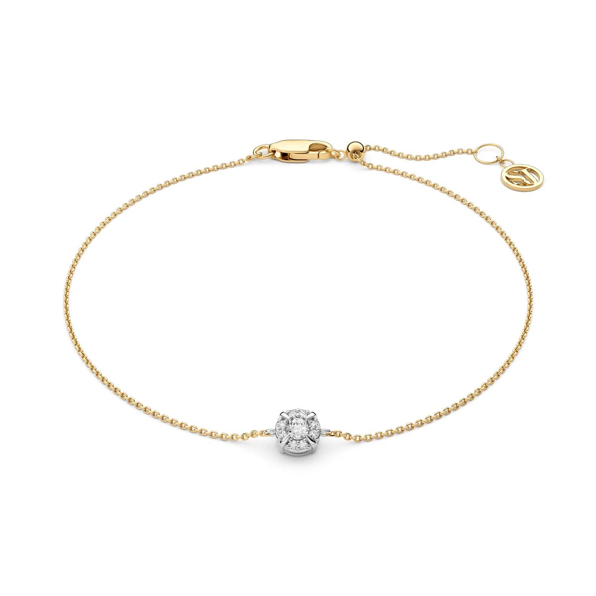 Elegantes Diamant-Halo-Kettenarmband