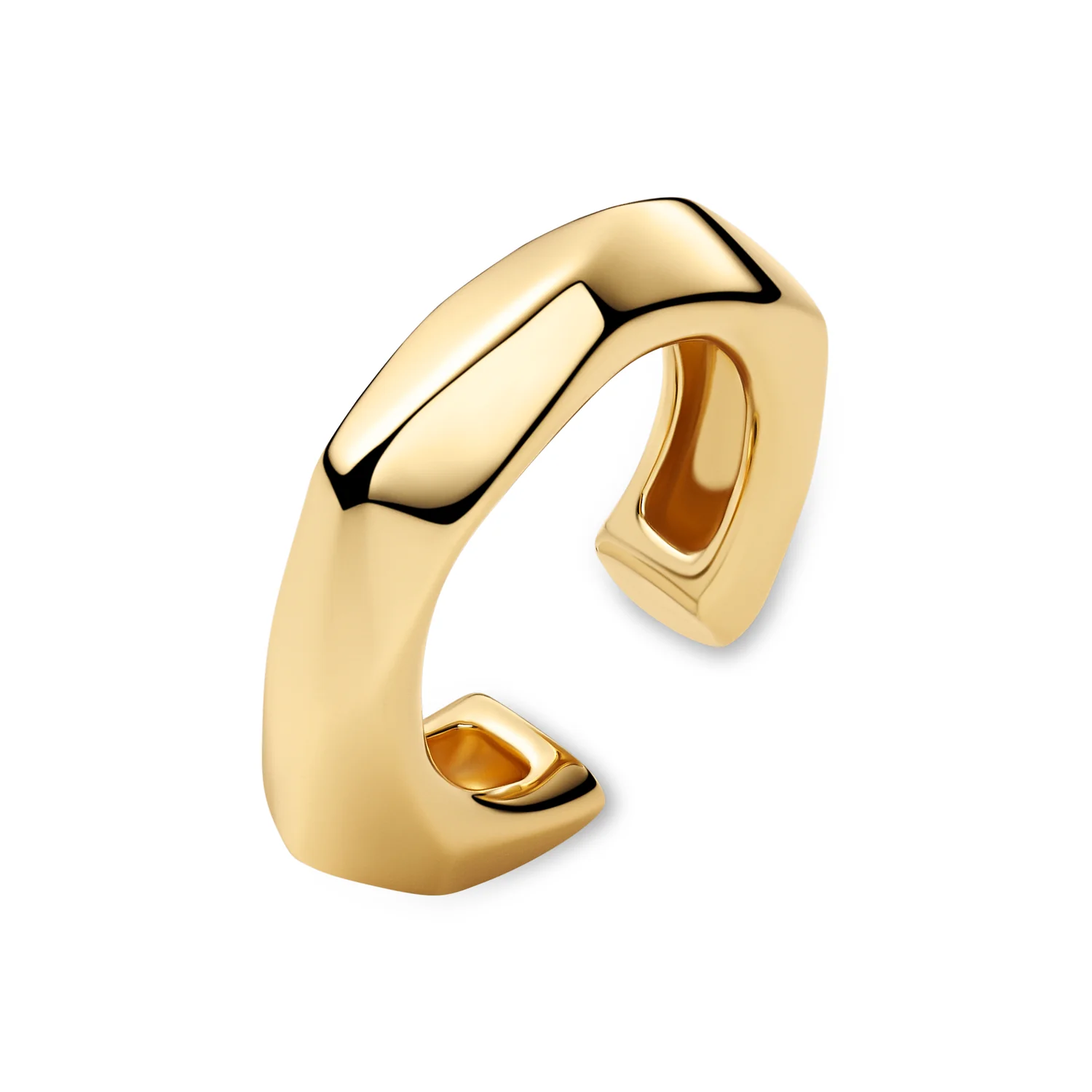 Skulpturaler Facettierter Goldener Ear Cuff