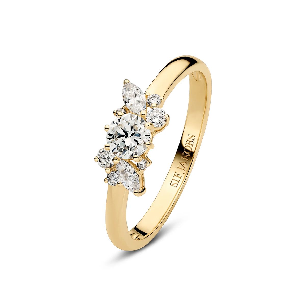 Diamant-Cluster-Ring aus Gold