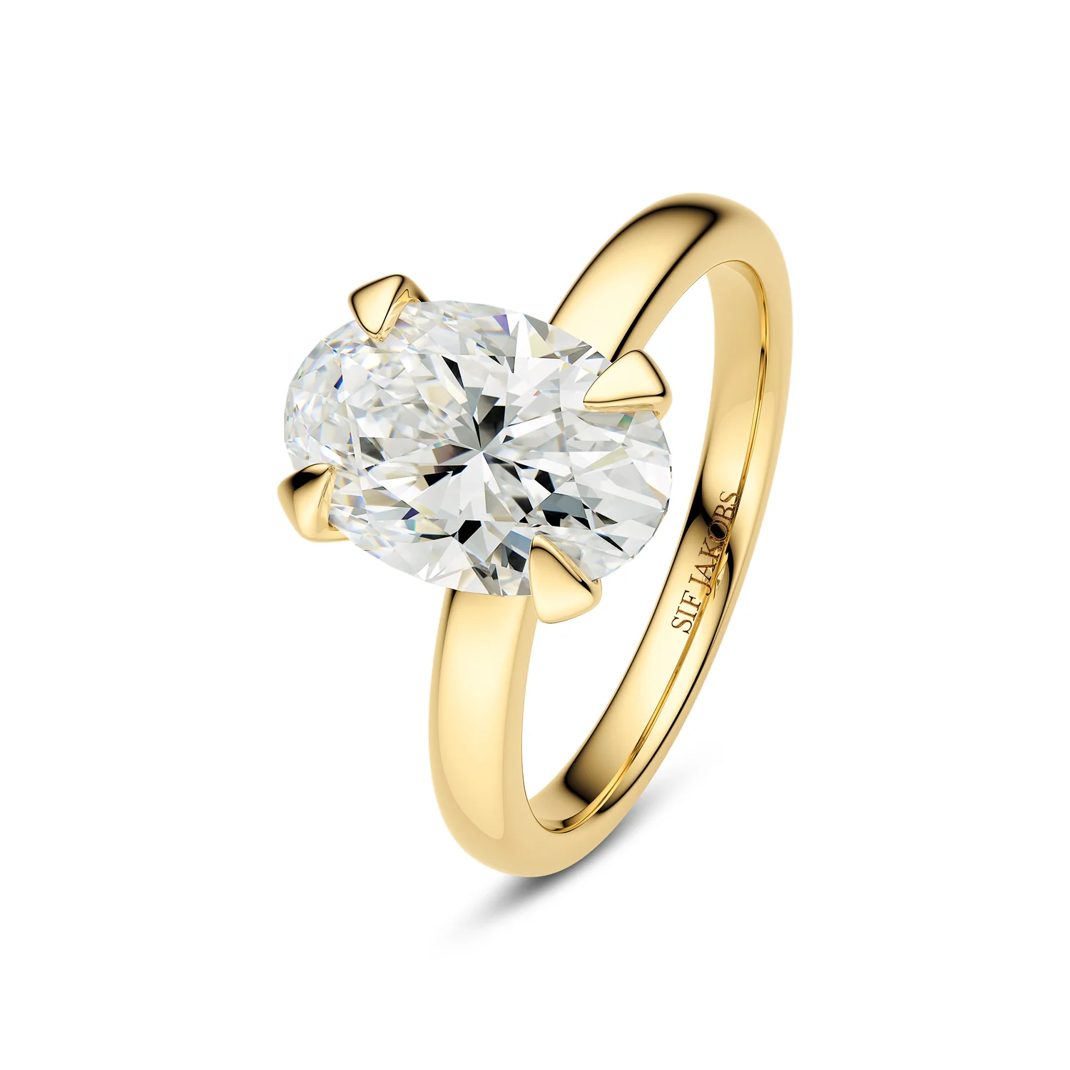 Ovaler Solitär-Diamantring aus Gold