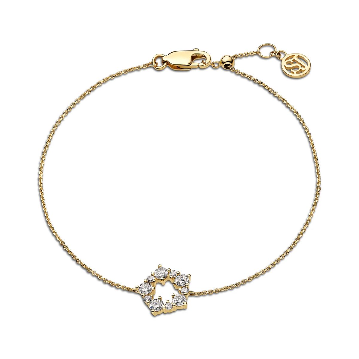 Filigranes Armband mit Diamant-Blüte