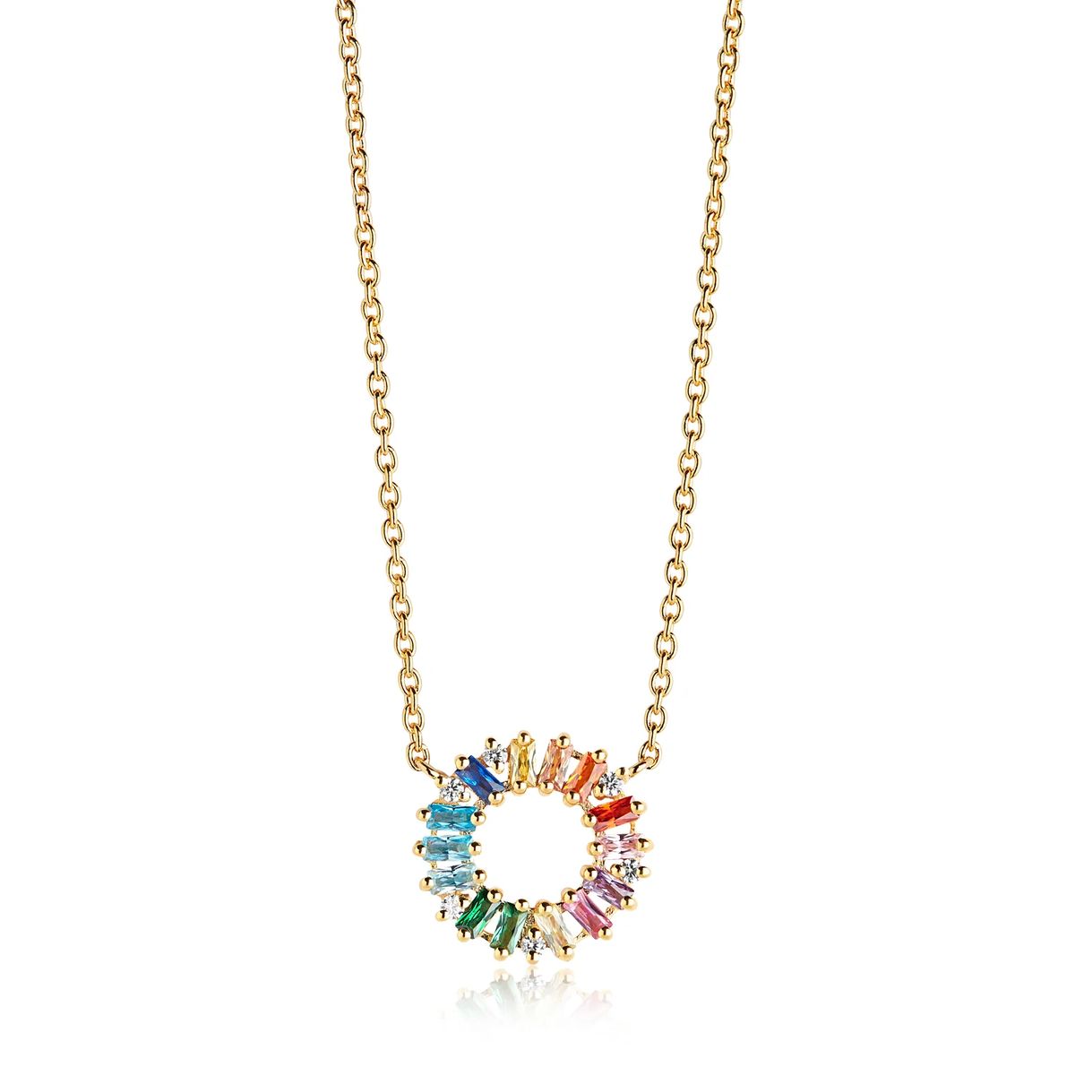 Halskette mit bunten Baguette-Steinen