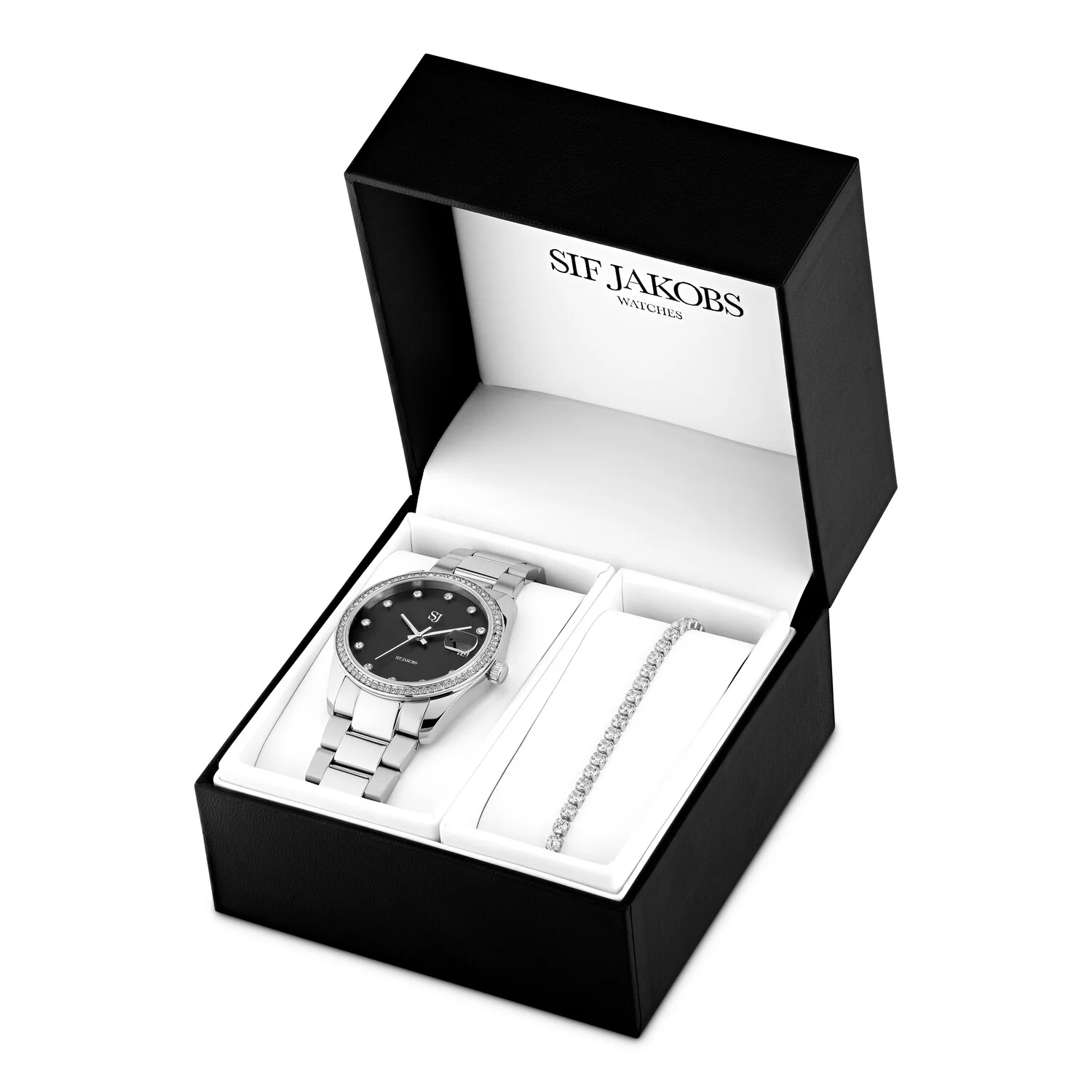 Set aus Armbanduhr und Tennisarmband
